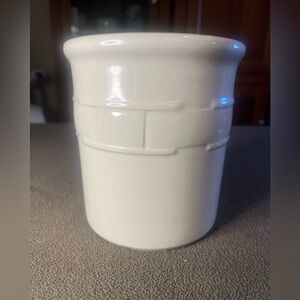 Longaberger Pottery White Utensil Holder Crock Made in USA